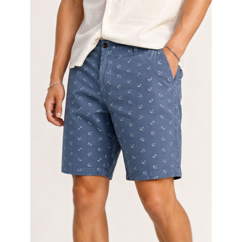 Dockers Anchor Print Chino Shorts W36 Blue Nautical Cotton Preppy Coastal